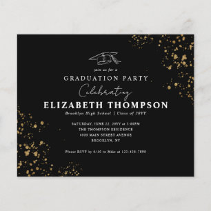 Papier Budget Black Gold Confetti Grad Grad Grad Party