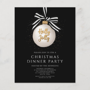 Papier Budget Black Gold Dîner de Noël Invitation