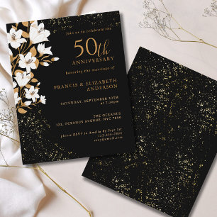 Papier Budget Black Gold Floral 50e anniversaire Mariage