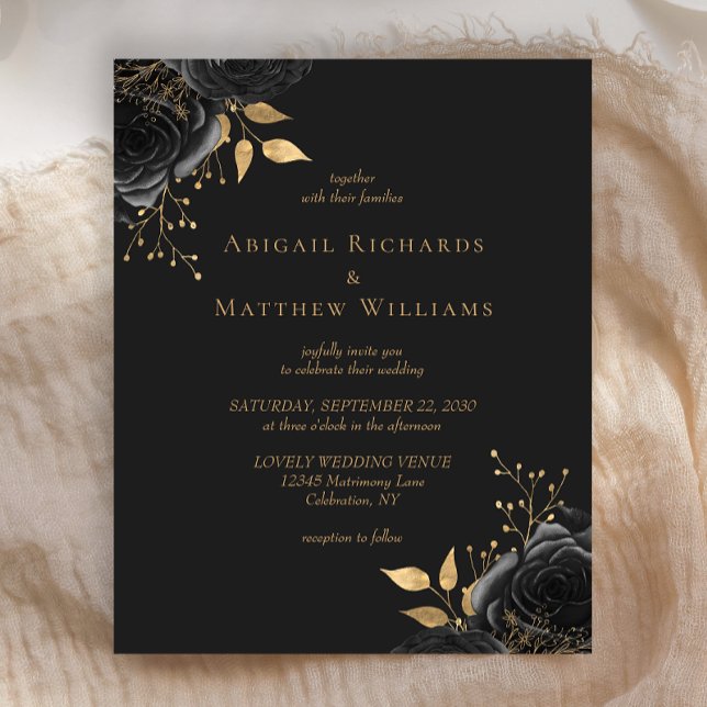 Papier Budget Black Gold Floral Dark Mariage (Créateur téléchargé)