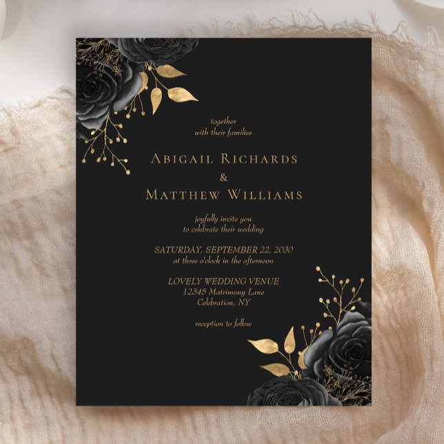 Papier Budget Black Gold Floral Dark Mariage (Créateur téléchargé)