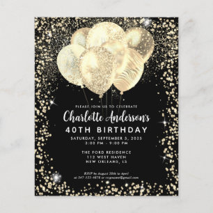 Papier Budget Black Gold Glam Parties scintillant Balloon
