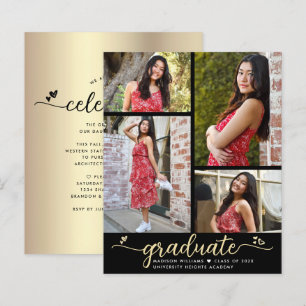 Papier Budget Black Gold Gradulation 4 Invitation de Scri