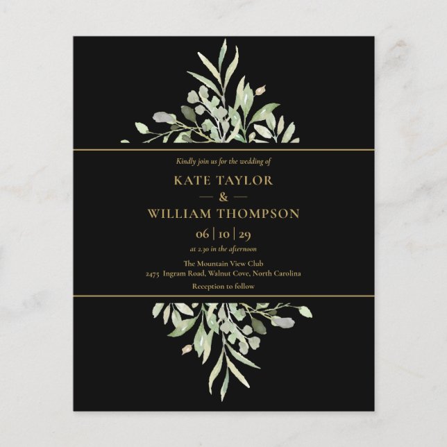 Papier Budget Black Gold Invitation photo Mariage (Devant)