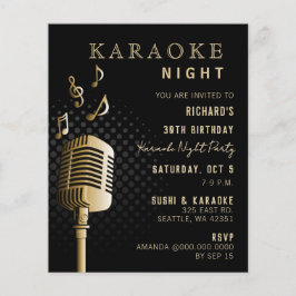 Papier Budget Black Gold Karaoke Night Party Invitation