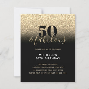 Papier Budget Black Gold Parties scintillant 50e annivers