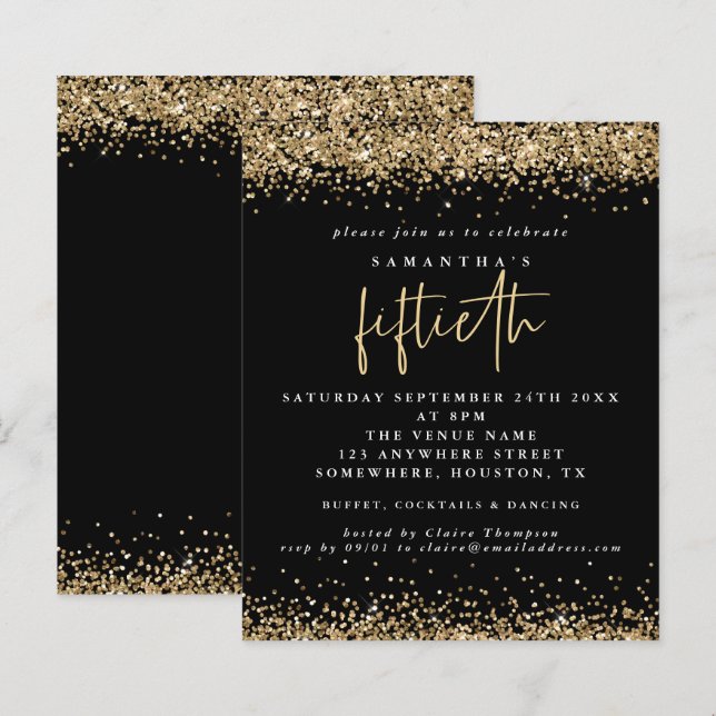 Papier Budget Black Gold Parties scintillant 50e partie I (Devant / Derrière)