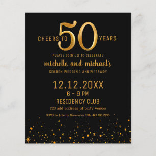 Papier Budget Black & Gold Photo Invitation du 50e annive