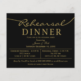 Papier Budget Black Gold Rehearer Dîner Invitation