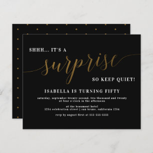 Papier Budget Black & Gold Script Surprise fête d'anniver