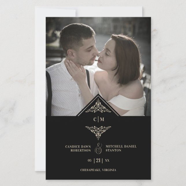 Papier Budget Black Golden Chic dentelle romantique Coupl (Devant)