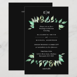 Papier BUDGET Black Greenery Invitations de mariage A9