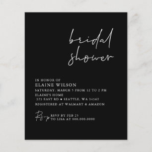 Papier Budget Black Moderne Douche nuptiale Invitation
