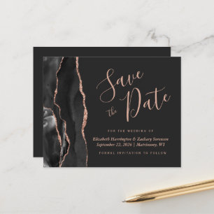 Papier Budget Black Rose Gold Agate Mariage Enregistrer l