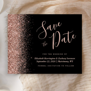 Papier Budget Black Rose Gold Glitter Faire-Part de Date