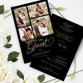 Papier Budget Black Trendy Collage 4 Photos Fancy Script