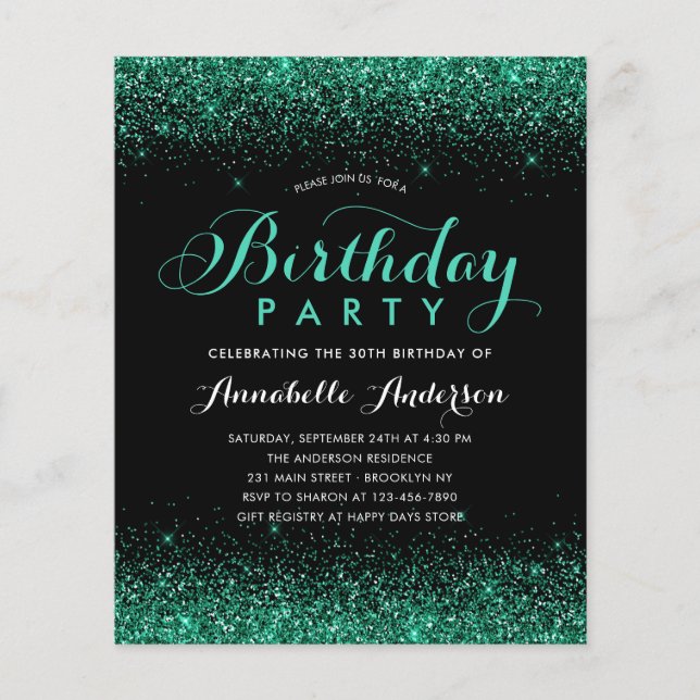 Papier Budget Black Turquoise Green Parties scintillant N (Devant)