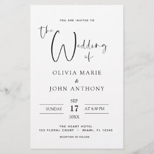 Papier Budget Black White Mariage Typographie moderne