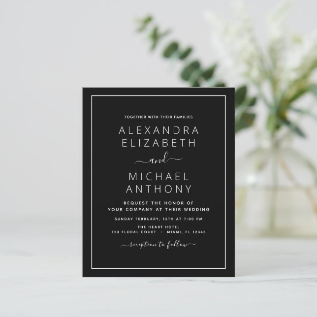Papier Budget Black White Mariage Typographie moderne (Debout devant)