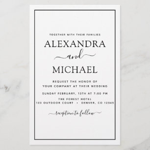 Papier Budget Black White Mariage Typographie moderne