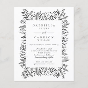Papier Budget Blanc Floral Line Art Mariage All-in-One