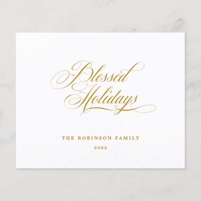 Papier Budget Blessed Holidays Gold Script Typographie (Devant)