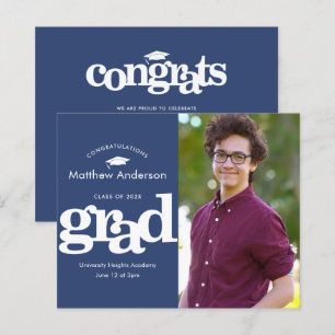 Papier Budget bleu marine photo graduation audacieuse inv