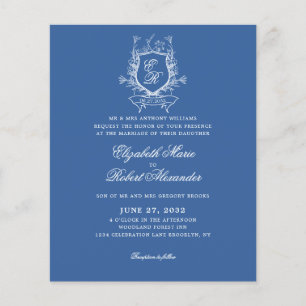 Papier BUDGET Bleu Monogramme Crest Mariage traditionnel
