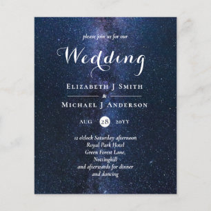 Papier Budget Bleu Nuit Mariage Ciel Invite Moderne