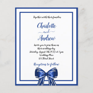 Papier Budget bleu royal blanc élégant arc mariage