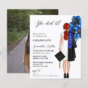 Papier Budget Bleu Simple Photo Elle L'A Fait Graduation