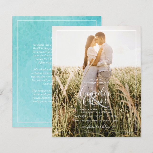 Papier Budget BLIZZARD BLUE Watercolor Plage Mariage (Devant / Derrière)