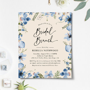Papier Budget Blue Beige Floral Bridal Brunch Invitation
