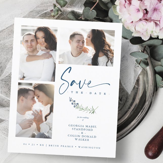 Papier Budget Blue Branches tendance Mariage 3 Photos (Créateur téléchargé)