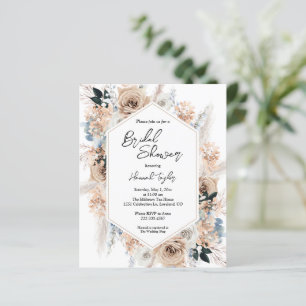 Papier Budget Blue Champagne Floral Fête des mariées Invi