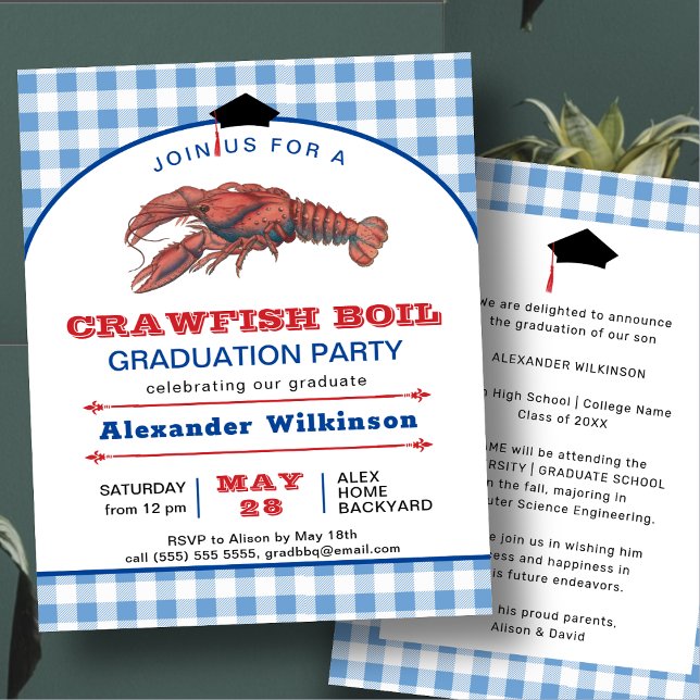 Papier BUDGET Blue Crawfish Bouillir GRAD Party Invitatio (Créateur téléchargé)