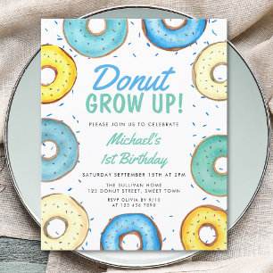 Papier Budget Blue Donut 1er anniversaire Invitation