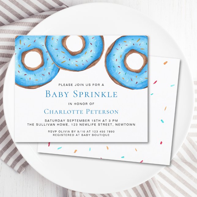 Papier Budget Blue Donuts Garçon Baby Sprinkle Invitation (Créateur téléchargé)