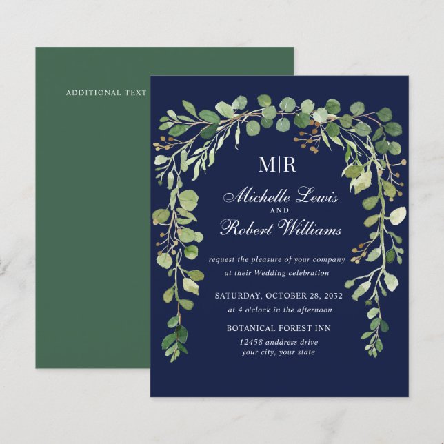Papier BUDGET Blue FLORAL Arche été Printemps mariage (Devant / Derrière)