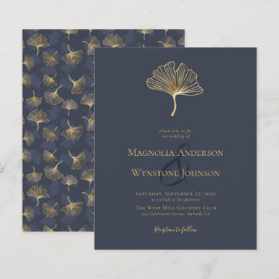 Papier Budget Blue Gold Foil Élégante invitation de maria