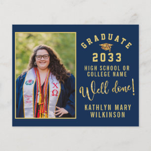 Papier BUDGET Blue Gold Script 4 Photo GRAD Faire-part