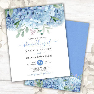 Papier Budget Blue Hydrangeas Floral Faire-part de mariag