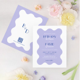 Papier BUDGET Blue Lavender Wave Monogramme QR Code Maria