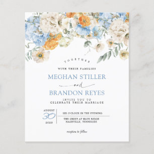Papier Budget - Blue Marigold Fleurs sauvages Mariage Inv