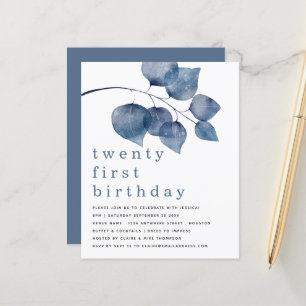 Papier Budget Blue Moderne Foliage Vingt et unième Invita