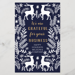 Papier Budget Blue Nordic Reindeer Business Holiday Card