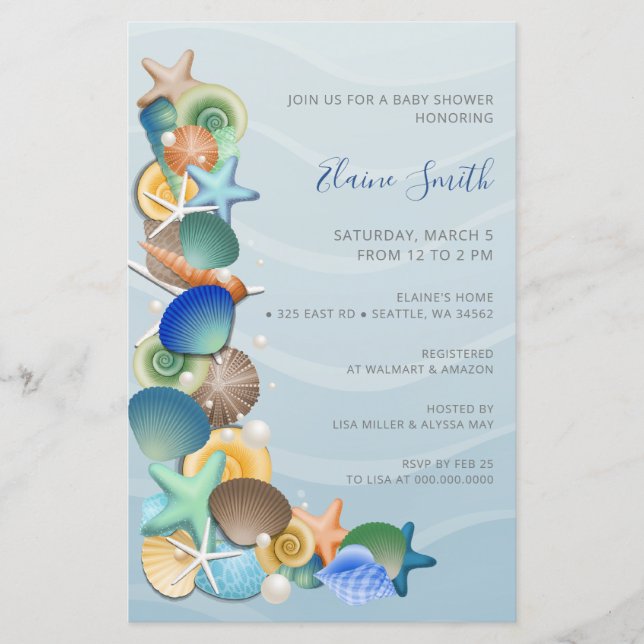 Papier Budget Blue Ocean Beach Baby Shower Invitations (Devant)