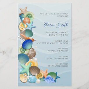 Papier Budget Blue Ocean Beach Baby Shower Invitations