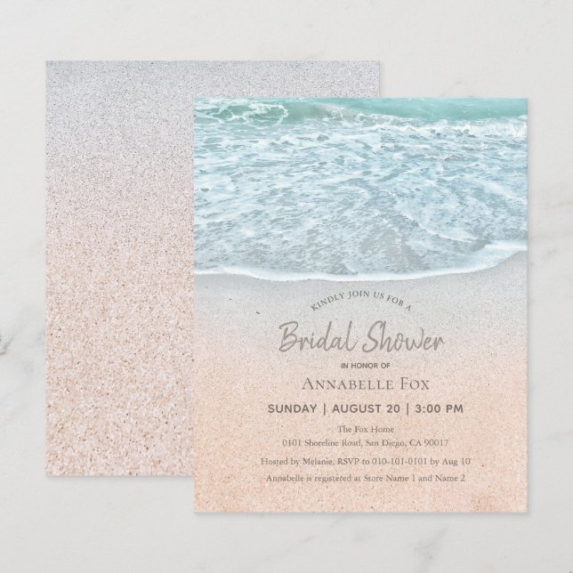 Papier Budget Blue Ocean & Sandy Beach Fête des mariées (Devant / Derrière)