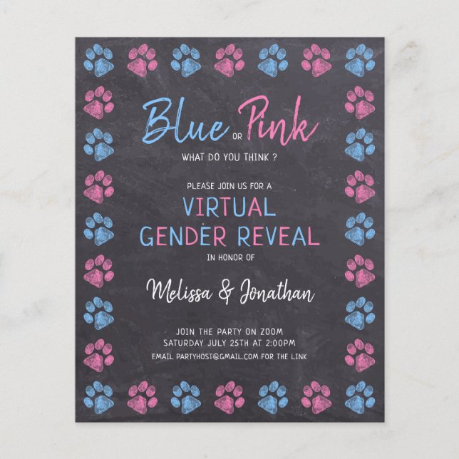 Papier Budget Blue Rose Empreintes de pattes Révélation v (Devant)